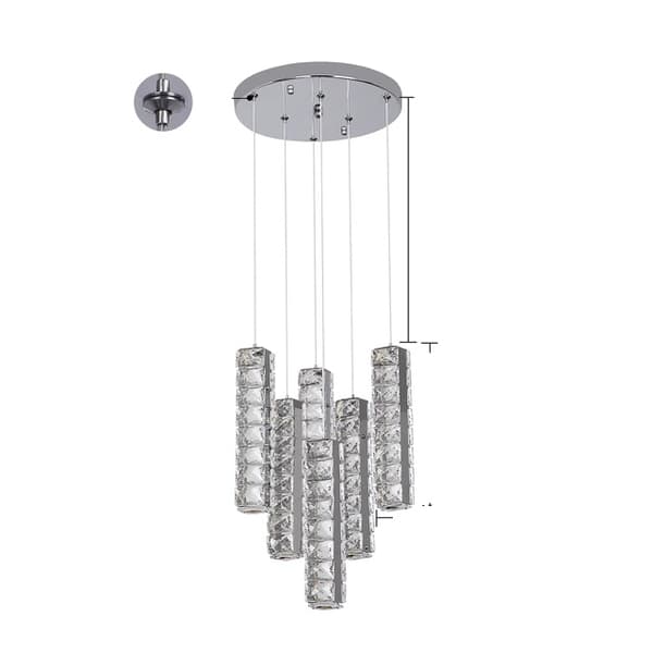 Kristall Taklampa, Nordisk Design, LED Belysning, 6 huvuden, Kallt Vitt