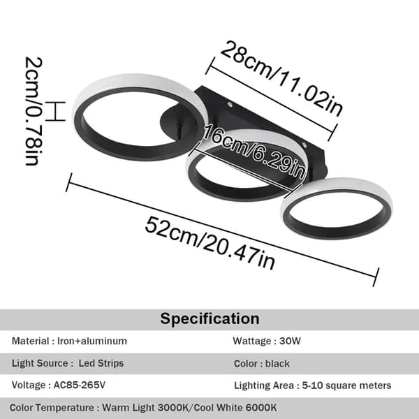 Loftlampe, Akrylmateriale, LED-belysning, C sort, Kold Hvid