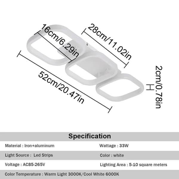 Taklampa, akrylmaterial, LED-belysning, En vit, Varmvit