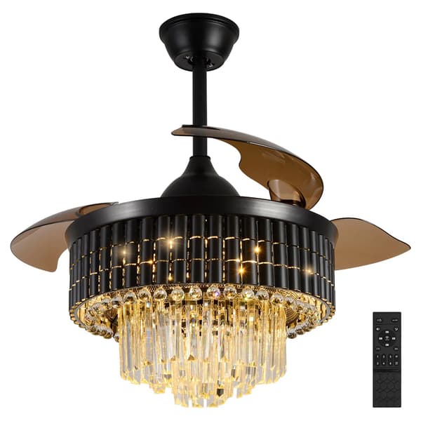 Takfläkt med belysning, dimbar kristalldesign, 42-tums storlek,stil 2