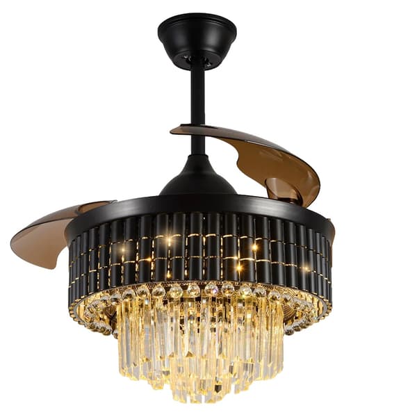 Takfläkt med belysning, dimbar kristalldesign, 42-tums storlek,stil 2