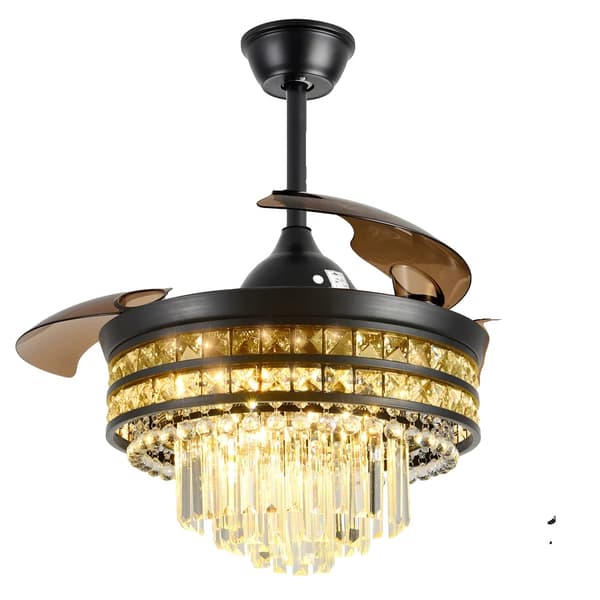 Takfläkt med belysning, dimbar kristalldesign, 42-tums storlek,Stil 1