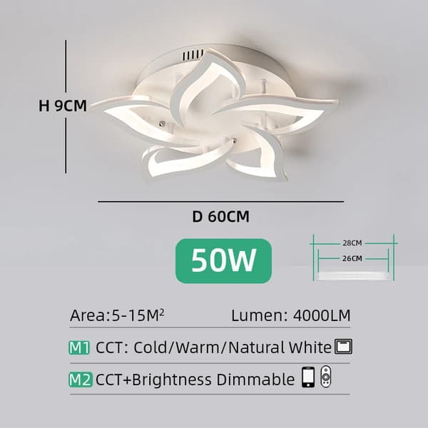 LED-kronljusstake, modern design, perfekt för vardagsrummet, vit 5 ljus, APP med RC-dimmbar