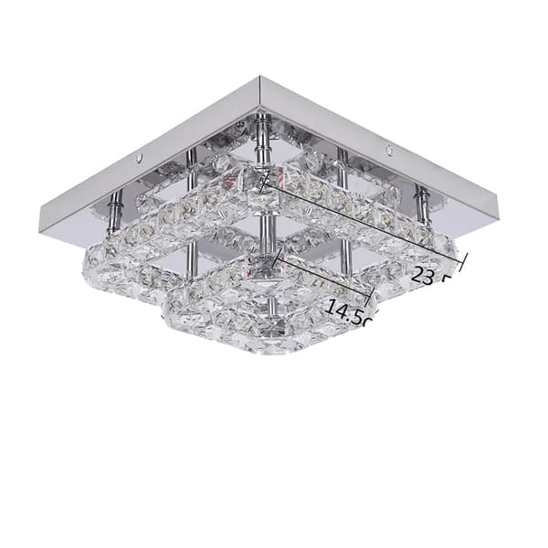 Modern kristall taklampa, rostfritt stål och LED, 27x27 cm, 24W,1 Hjärter Dubbel B, föränderlig