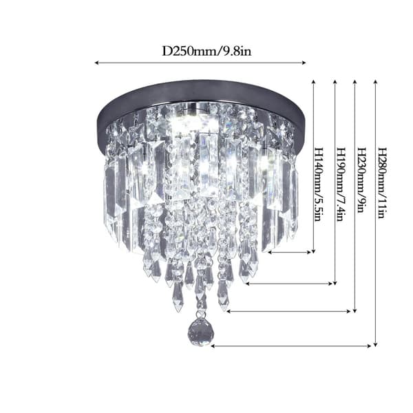 LED-taklampor, kristall-design, rostfritt stål-kronljus, Typ F, Kallvit