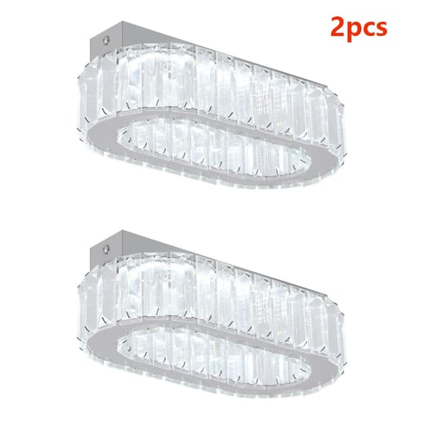 Kristall Taklampa, Oval Design, LED Kronljus, 2 st, utbytbar
