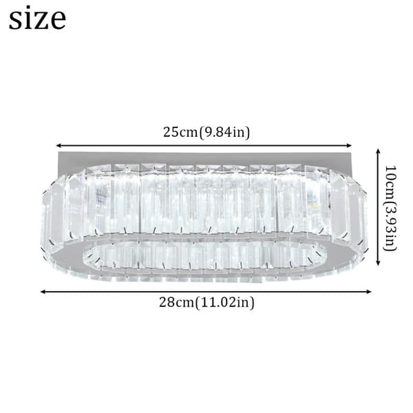 Krystal Loftlampe, Ovalt Design, LED Lysekrone, 1 stk, udskiftelig