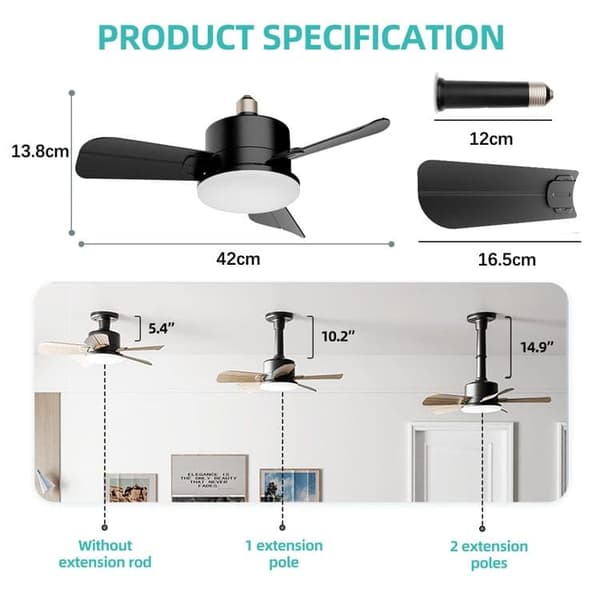 Bomclap kattotuuletin 30W E27 kattovalaisin tuuletin lamp kaukosäätimellä