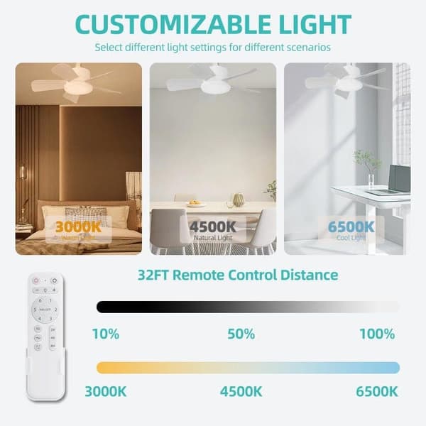 Bomclap kattotuuletin 30W E27 kattovalaisin tuuletin lamp kaukosäätimellä