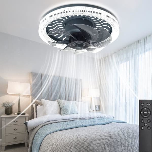 OBOSOE loftsventilator dæmpbar loftslampe lydløs ventilatorlampe, med fjernbetjening