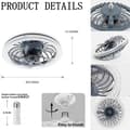 Miniatyrbillede 6 af 6: OBOSOE loftsventilator dæmpbar loftslampe lydløs ventilatorlampe, med fjernbetjening