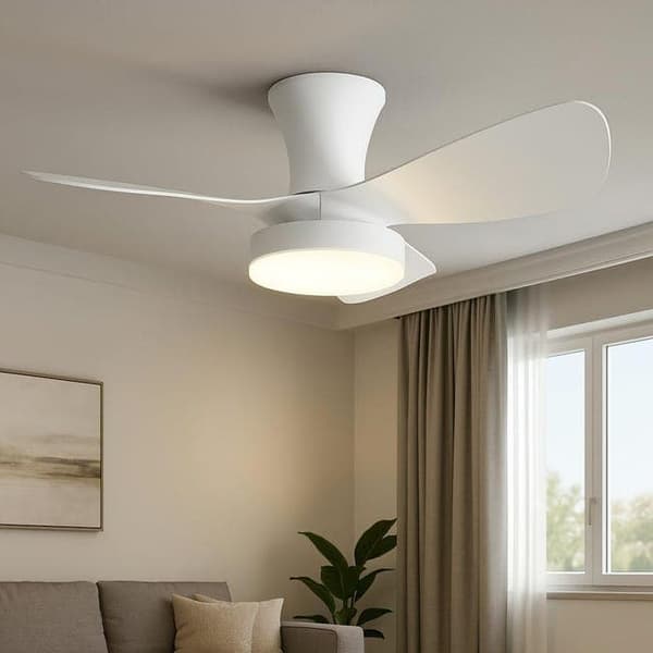 OBOSOE hiljainen kattotuuletin lampulla 76 cm – 28W LED CCT, kaukosäädin, kattotuuletin valaistuksella Valkoinen