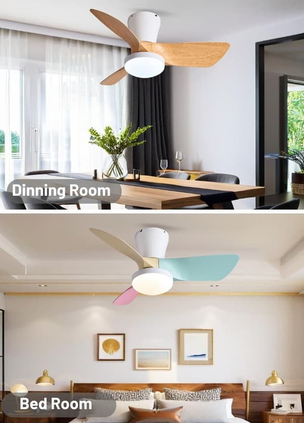 OBOSOE hiljainen kattotuuletin lampulla 76 cm – 28W LED CCT, kaukosäädin, kattotuuletin valaistuksella