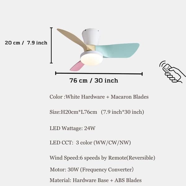 OBOSOE hiljainen kattotuuletin lampulla 76 cm – 28W LED CCT, kaukosäädin, kattotuuletin valaistuksella
