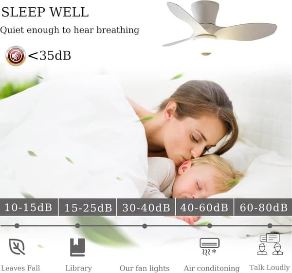 OBOSOE hiljainen kattotuuletin lampulla ja kaukosäätimellä – 80 cm LED-tuuletinlamppu keittiöön ja toimistoon