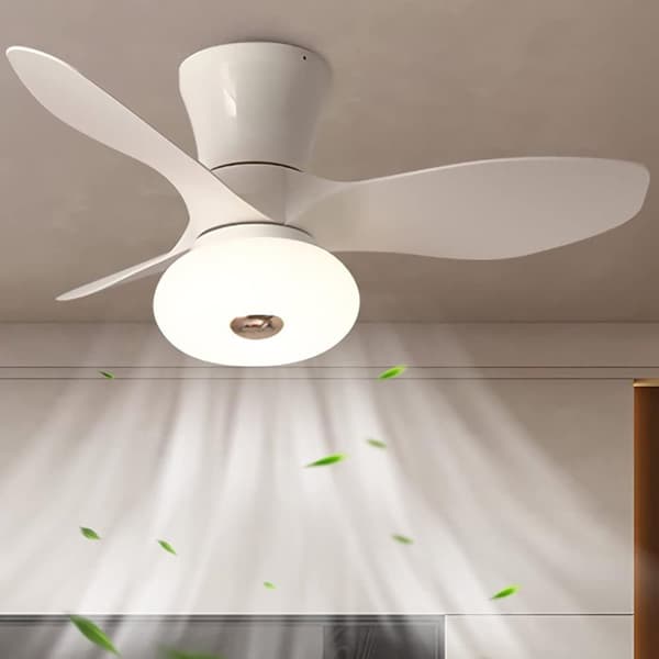 OBOSOE Silent loftsventilator med lampe og fjernbetjening – 80 cm LED-ventilatorlampe til køkken og kontor Hvid