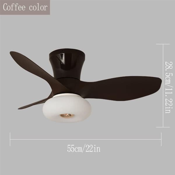 OBOSOE Silent Loftsventilator med LED-belysning, Dæmpbar Loftslampe med Fjernbetjening, 6 Hastigheder, Vendbar