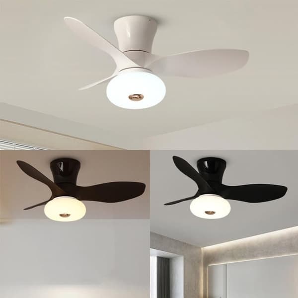 OBOSOE Silent Loftsventilator med LED-belysning, Dæmpbar Loftslampe med Fjernbetjening, 6 Hastigheder, Vendbar