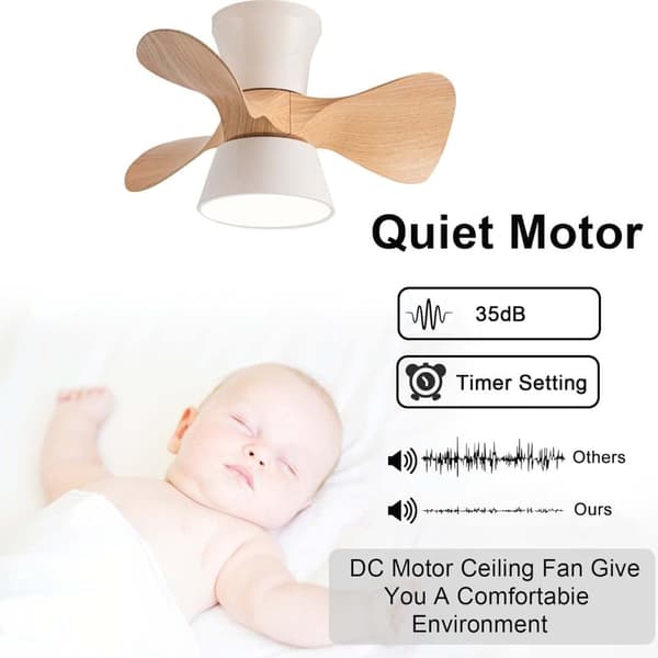 OBOSOE Silent Loftsventilator med lampe – LED dæmpbare ventilatorlys med fjernbetjening, 6 hastigheder