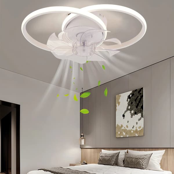 Takfläkt, Modern Design, Dimbar LED-belysning, 6 Hastighetsinställningar,VIT