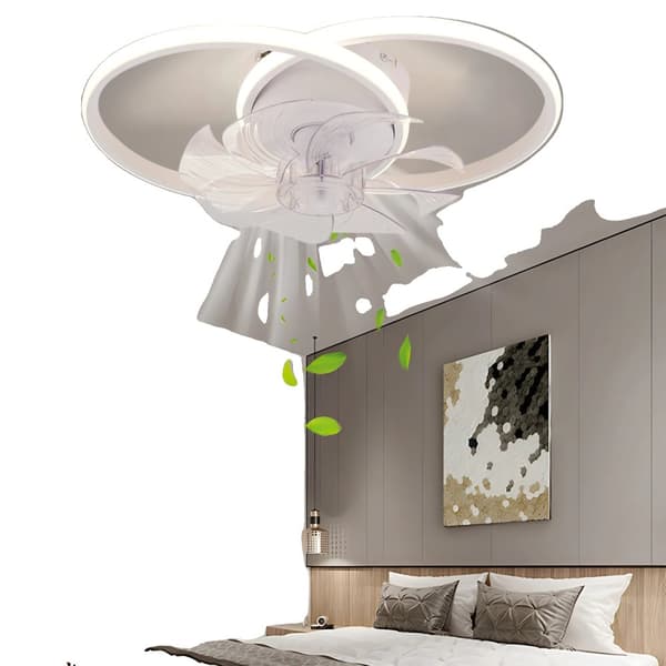 Takfläkt, Modern Design, Dimbar LED-belysning, 6 Hastighetsinställningar,VIT