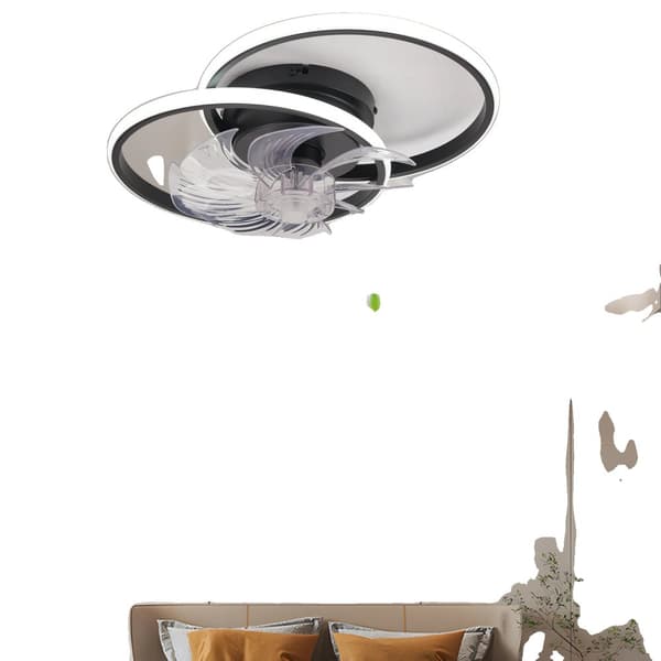 Takfläkt, Modern Design, Dimbar LED-belysning, 6 Hastighetsinställningar,svart