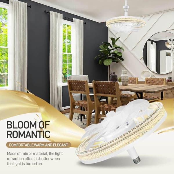 Bomclap Takfläkt med ljus och fjärrkontroll – dimbar inbyggd takfläktlampa för sovrum och vardagsrum