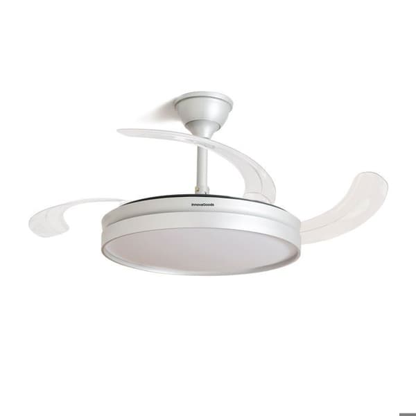 Takfläkt med LED-ljus och 4 utfällbara blad Silteez InnovaGoods Silver 80 W Ø49-104 cm FLÄKT