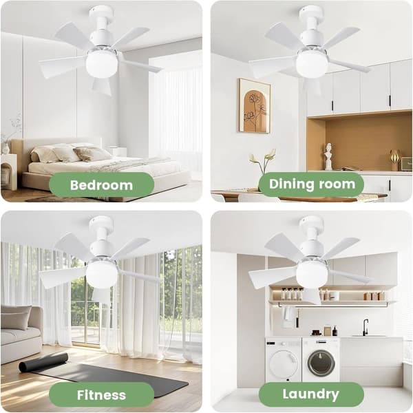 OBOSOE E27 takfläkt med lampa – 3-färgers dimbar LED & tystgående fläkt för sovrum/kök