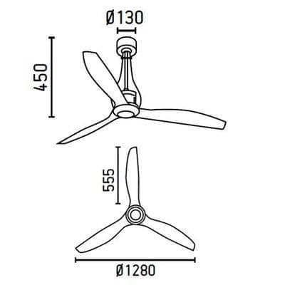 Takfläkt diam128 Cm Borosilica Grå…