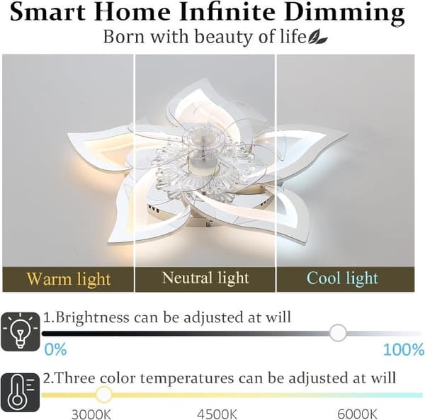 OBOSOE LED-belysning/Takfläktar Dimbar taklampa Tyst fläktlampa, med fjärrkontroll