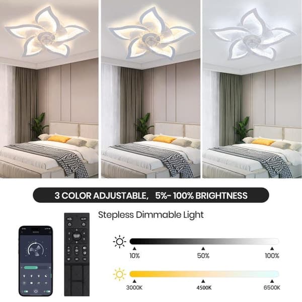 OBOSOE LED-belysning/Takfläktar Dimbar taklampa Tyst fläktlampa, med fjärrkontroll