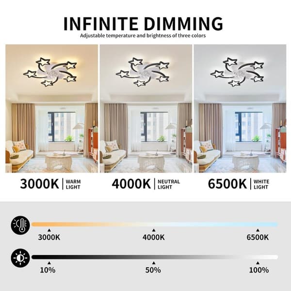 Bomclap Takfläkt 74 cm med LED-belysning & App-styrning – Variabel fläkthastighet + Fjärrkontroll