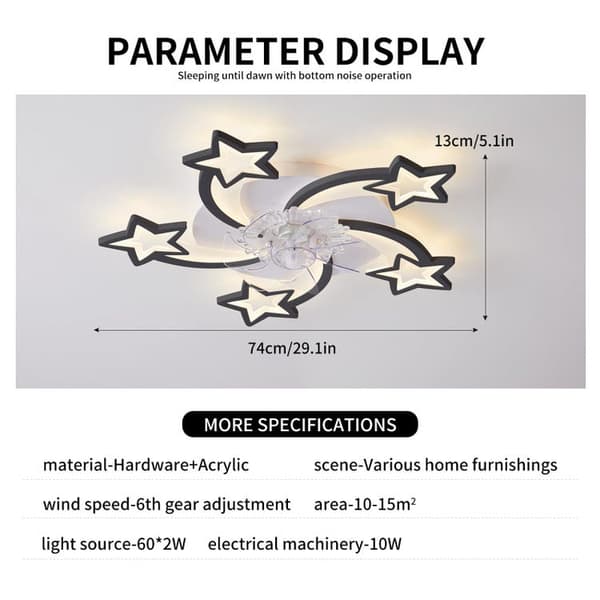 Bomclap Takfläkt 74 cm med LED-belysning & App-styrning – Variabel fläkthastighet + Fjärrkontroll