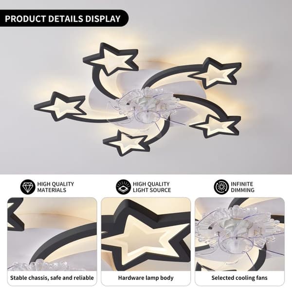 Bomclap Takfläkt 74 cm med LED-belysning & App-styrning – Variabel fläkthastighet + Fjärrkontroll