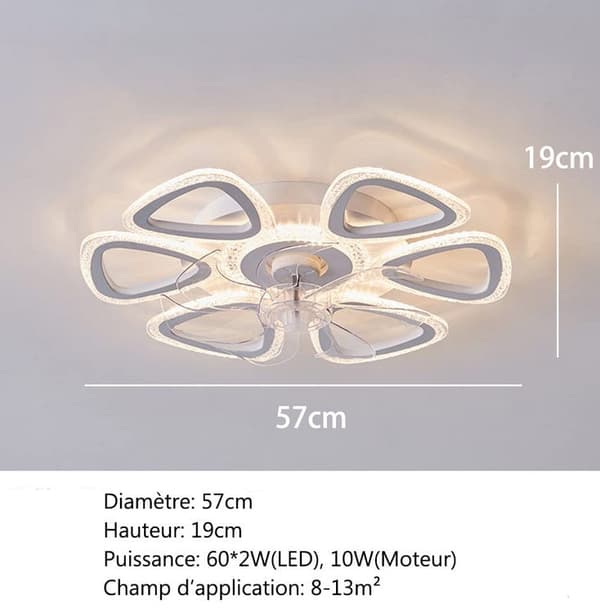 Bomclap Bladeless Sisäänrakennettu Kattotuuletin 57 cm LED-valaistuksella - Sovellus ja kauko-ohjattava, säädettävä nopeus