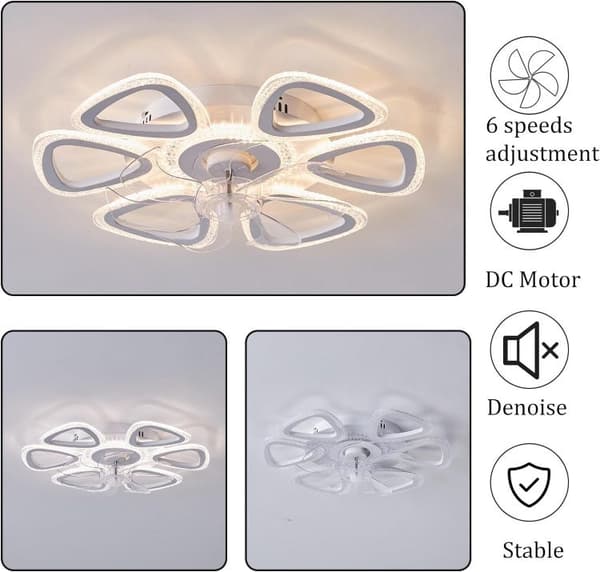 Bomclap Bladeless Sisäänrakennettu Kattotuuletin 57 cm LED-valaistuksella - Sovellus ja kauko-ohjattava, säädettävä nopeus