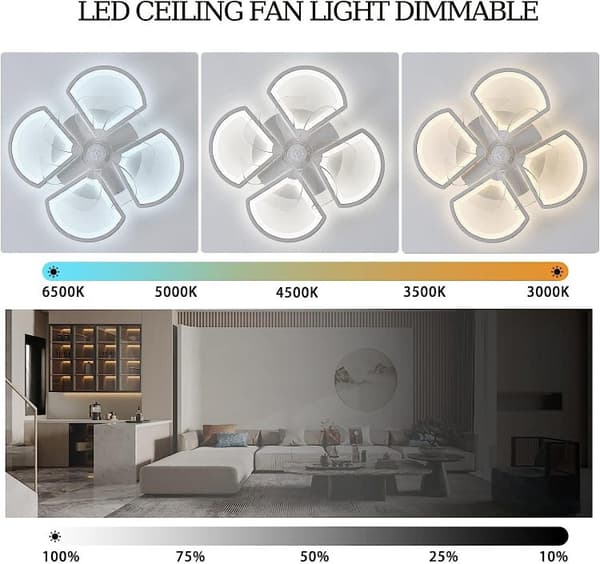 Bomclap Takfläkt 50 cm med LED-belysning - 6 Fläkthastigheter | App- & Fjärrstyrd (Variabel Hastighet