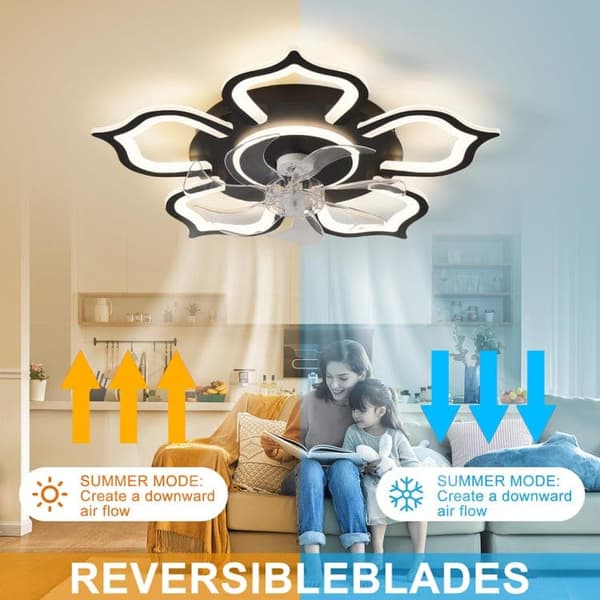 OBOSOE Inbyggd LED-takfläkt 65 cm, fjärrstyrd & appkompatibel – 6 hastigheter, dimbar