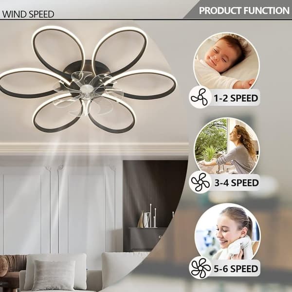 OBOSOE LED-takfläkt 70 cm med fjärrstyrning & app – 6 hastigheter, dimbar