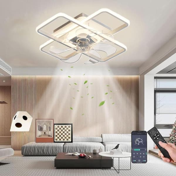 OBOSOE Inbyggd takfläkt 50 cm med LED-belysning – appkompatibel, dimbar, 6 vindstyrkor