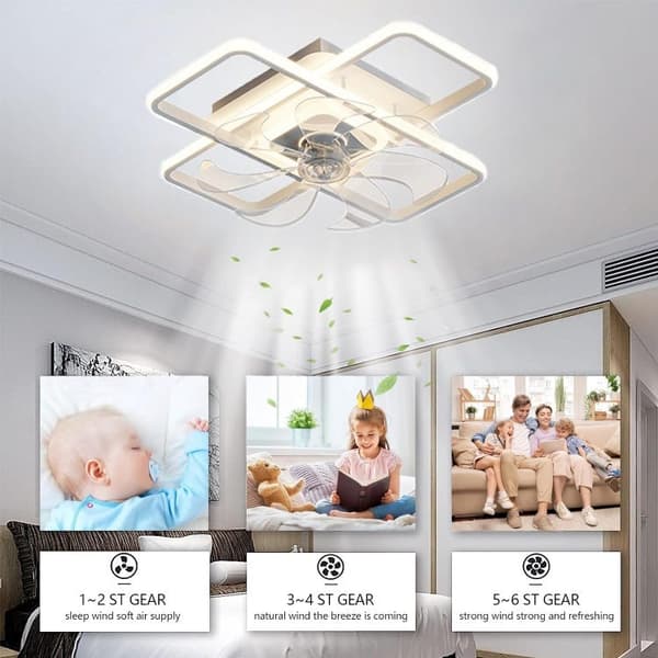 OBOSOE Inbyggd takfläkt 50 cm med LED-belysning – appkompatibel, dimbar, 6 vindstyrkor