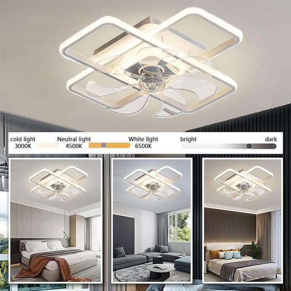 OBOSOE Inbyggd takfläkt 50 cm med LED-belysning – appkompatibel, dimbar, 6 vindstyrkor