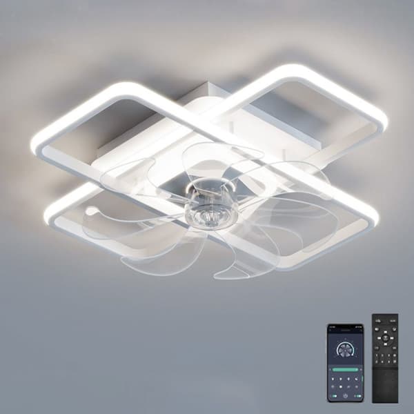 OBOSOE Inbyggd takfläkt 50 cm med LED-belysning – appkompatibel, dimbar, 6 vindstyrkor Vit