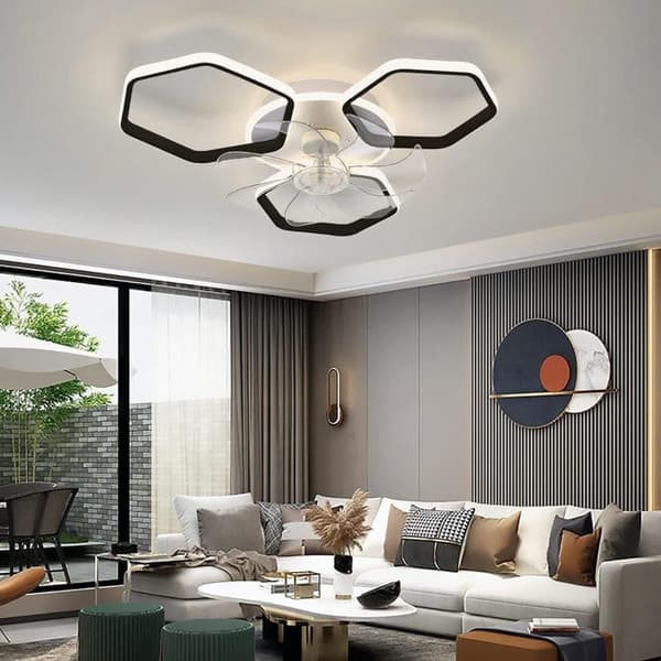 OBOSOE Inbyggd takfläkt 60 cm med LED-plafond – APP & fjärrkontroll, 87 W, dimbar