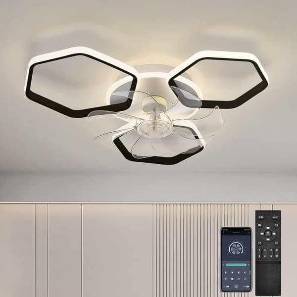 OBOSOE Inbyggd takfläkt 60 cm med LED-plafond – APP & fjärrkontroll, 87 W, dimbar
