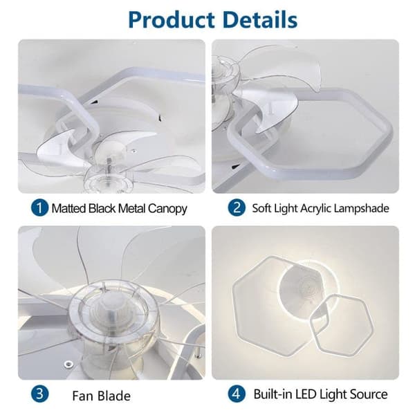 OBOSOE Takfläkt 103 cm med inbyggd LED-belysning – 145 W, 6 hastigheter, dimbar, fjärrkontroll & appstyrning