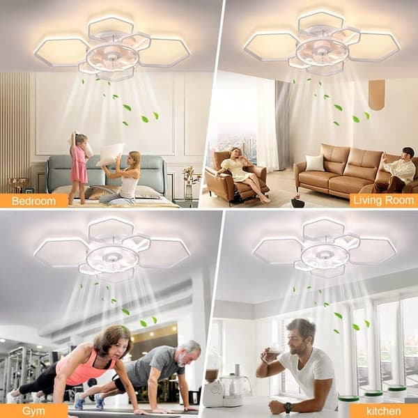 OBOSOE Takfläkt 103 cm med inbyggd LED-belysning – 145 W, 6 hastigheter, dimbar, fjärrkontroll & appstyrning