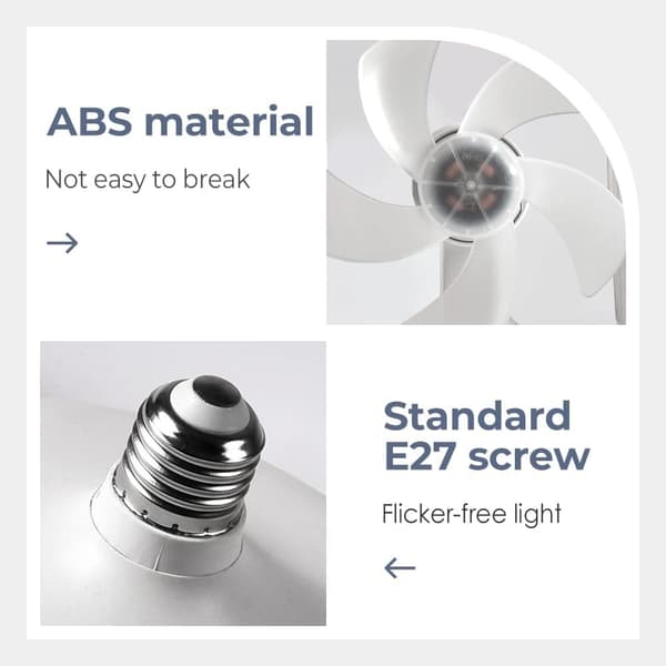 OBOSOE Loftsventilator med lampe E27, fjernbetjent ventilatorlampe med 3 hastigheder til soveværelse/stue