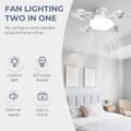 Miniatyrbillede 3 af 7: OBOSOE Loftsventilator med lampe E27, fjernbetjent ventilatorlampe med 3 hastigheder til soveværelse/stue
